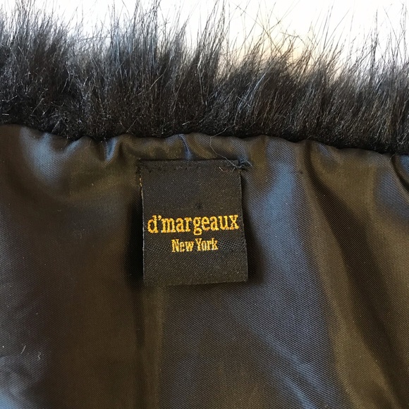 Vtg d’margeaux faux fur scarf shoulder neck wrap black fluffy winter accessory - Picture 2 of 7